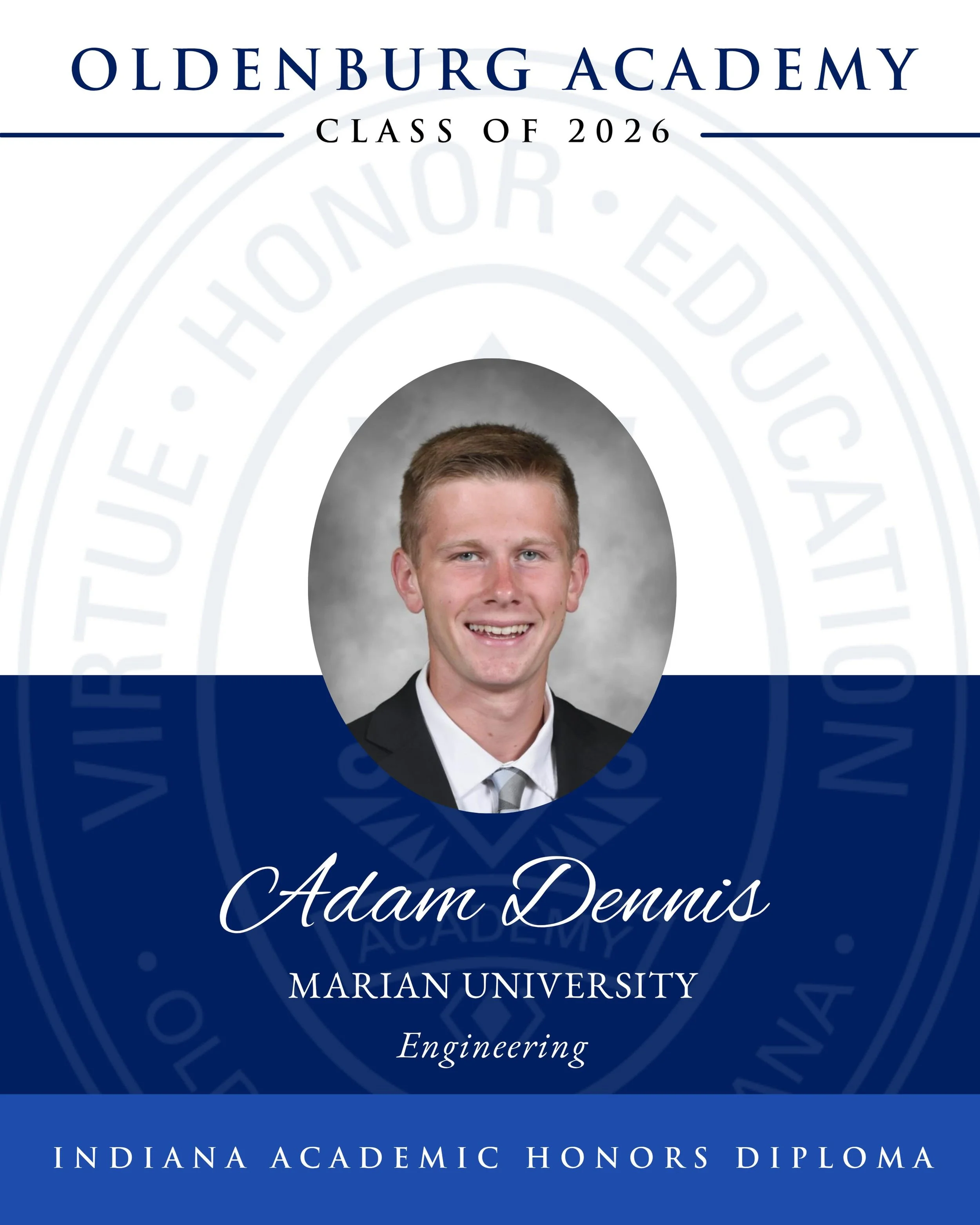 💙🌪️ Celebrating the OA Class of 2026 ✨

Congratulations to Adam Dennis on this exciting next chapter! After graduation, he will be attending Marian University to study Engineering. 

We are so proud of the entire class of 2026 and cannot wait to se