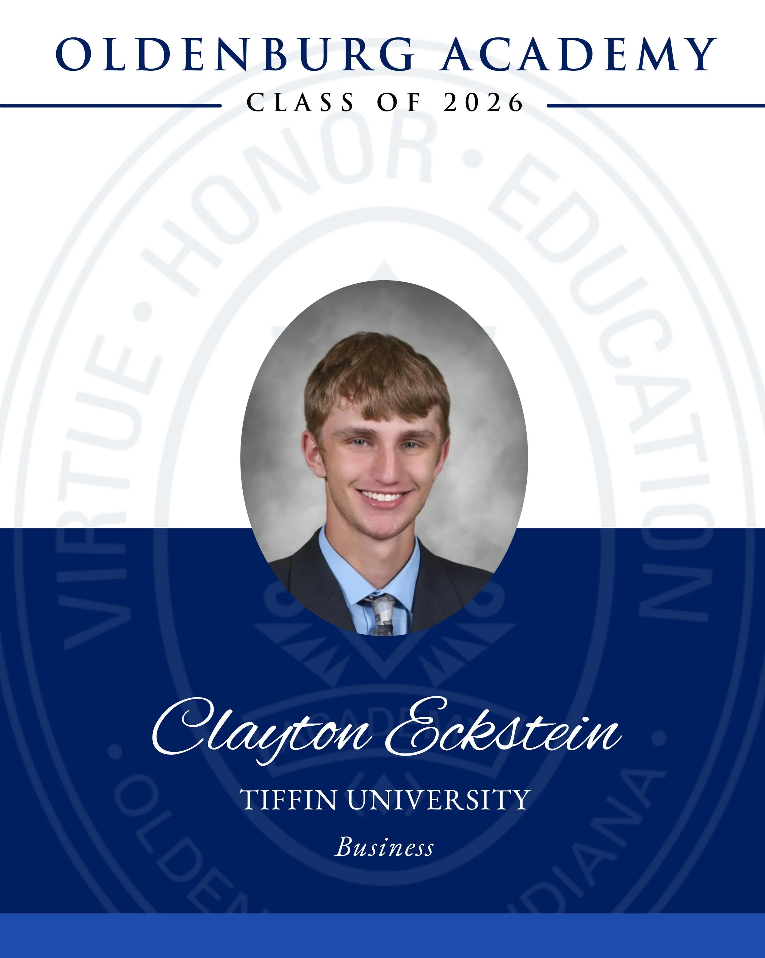 💙 🌪️ Celebrating the OA Class of 2026 ✨

Congratulations to Clayton Eckstein on this exciting next chapter! After graduation, he will be attending Tiffin University to study Business. 

We are so proud of the entire class of 2026 and cannot wait to