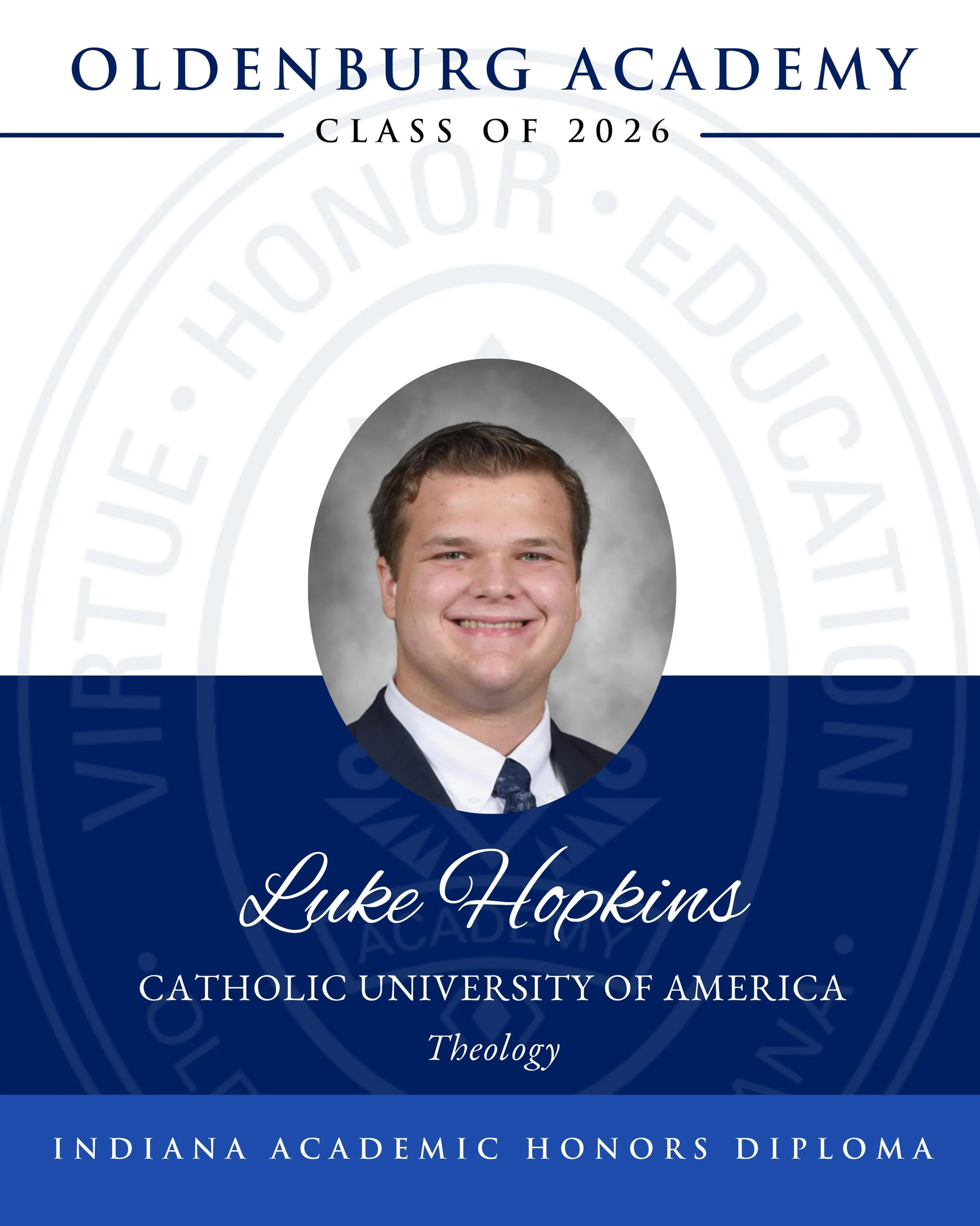 💙 🌪️ Celebrating the OA Class of 2026 ✨

Congratulations to Luke Hopkins on this exciting next chapter! After graduation, he will be attending the Catholic University of America to study Theology and Philosophy. 

We are so proud of the entire clas