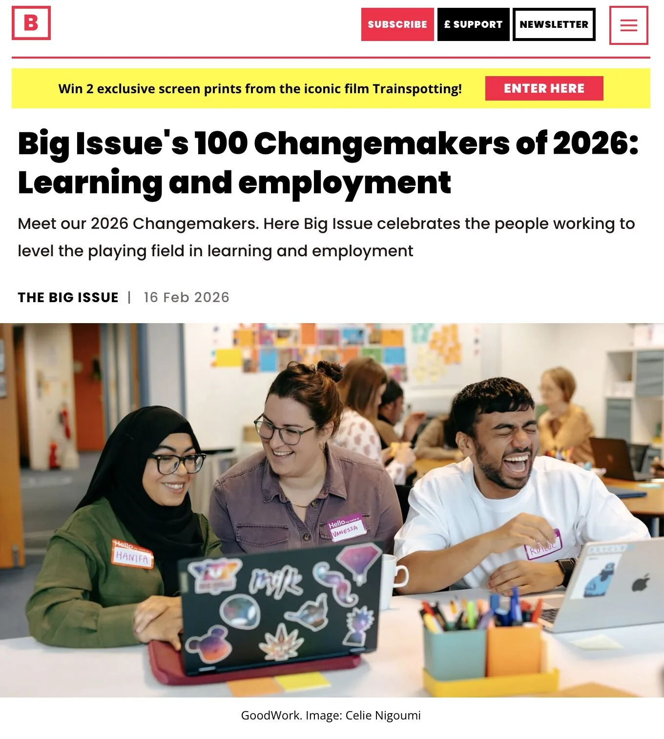 GoodWork named a 2026 Big Issue Changemaker