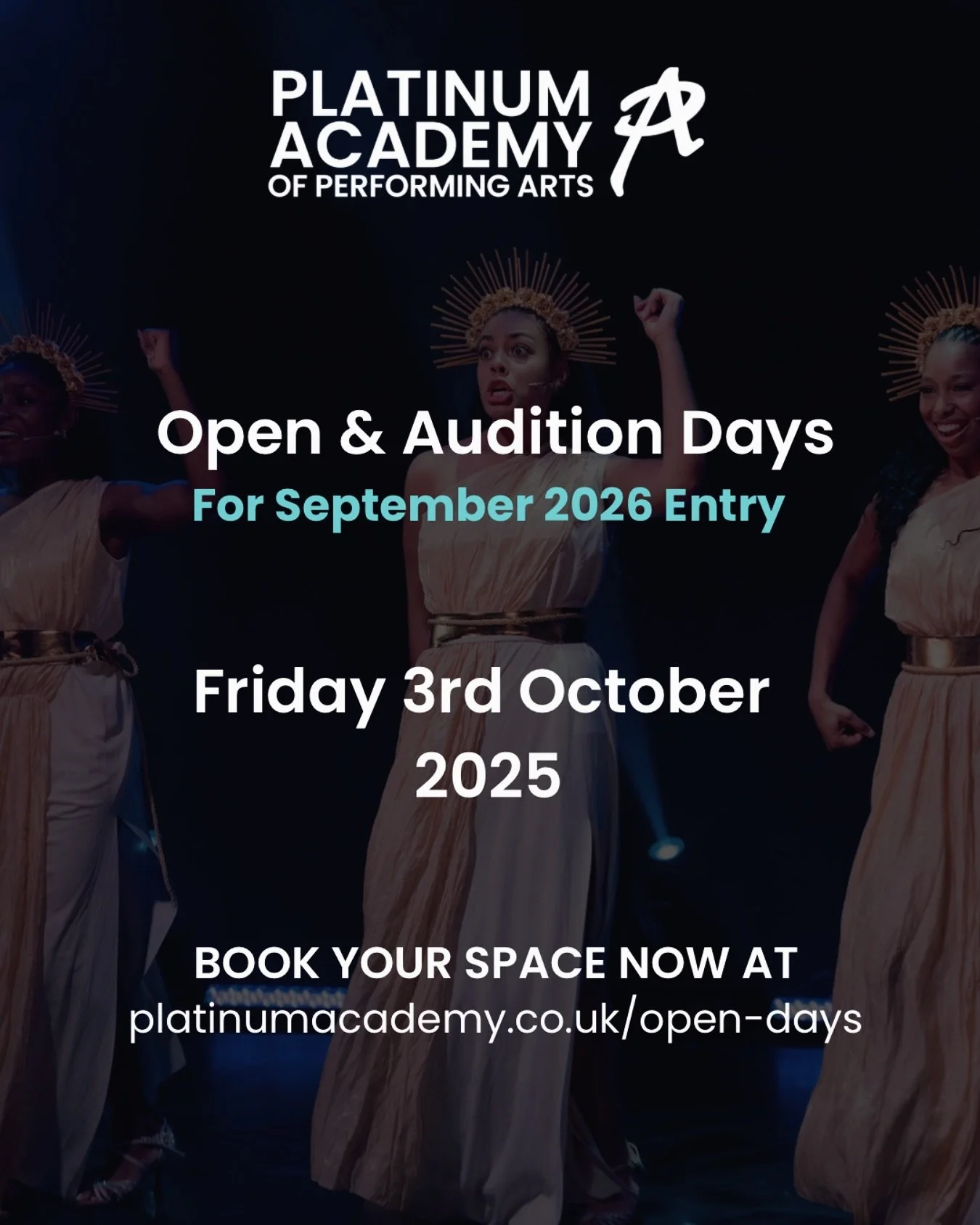 Audition Day - October 3rd! 🎭

We&rsquo;re holding our first auditions for the September 2026 intake on October 3rd.
📌 Apply now via our website to secure your audition slot.

⚡ Spaces are limited - don&rsquo;t miss your chance! Apply today.