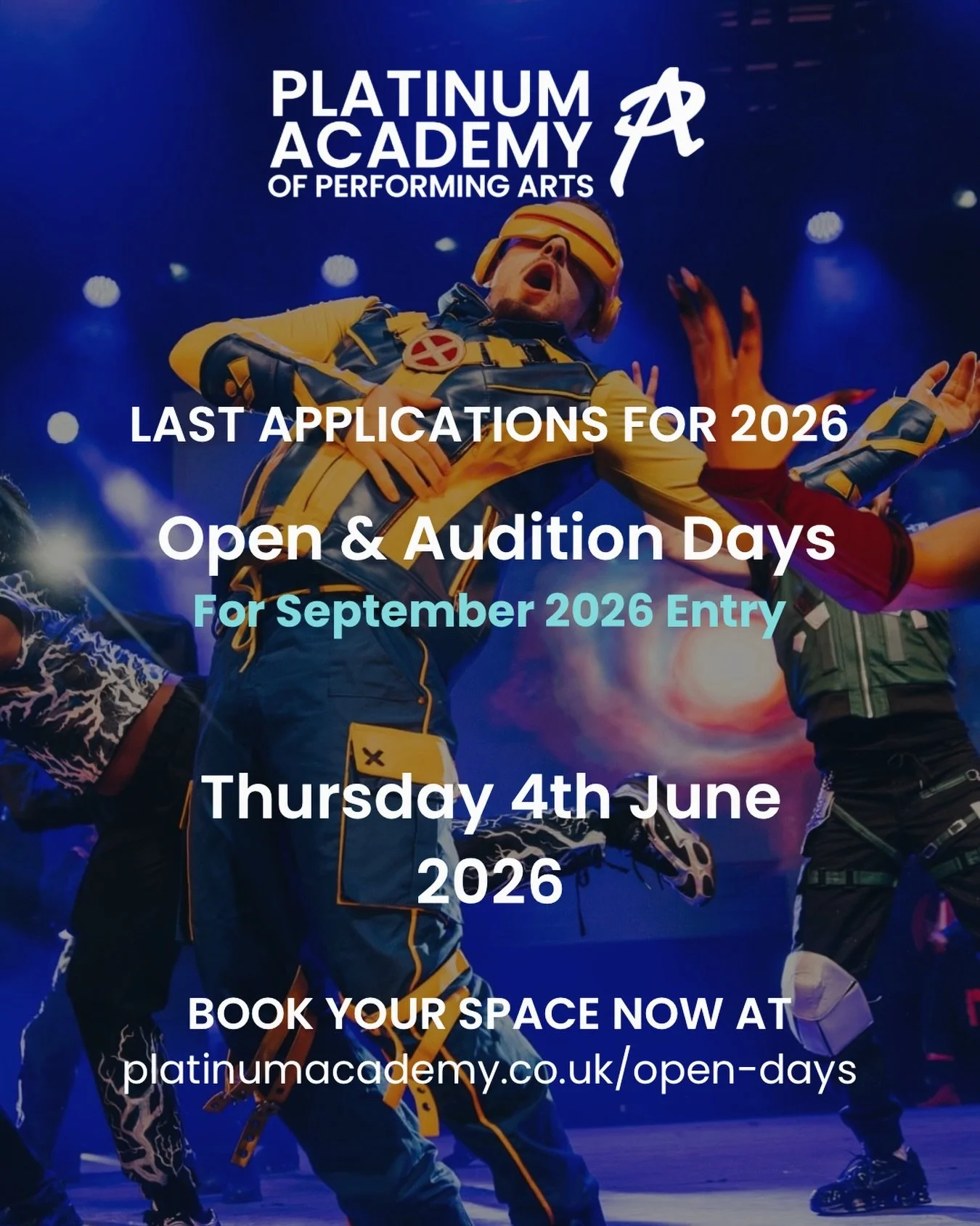 Due to a high demand, we&rsquo;re excited to announce one final audition &amp; open day for our September 2026 intake. ✨

Limited spaces remaining - don&rsquo;t miss your last chance to be part of it!