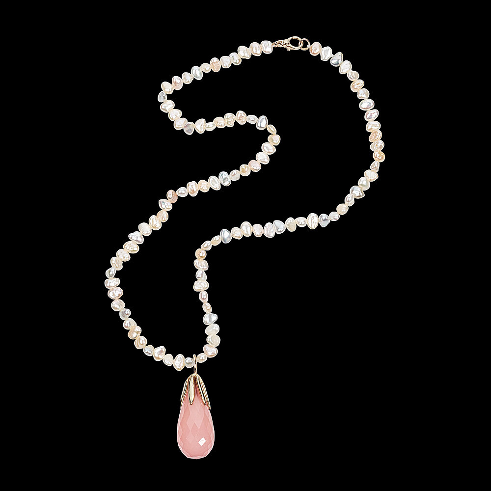 Pearl Necklace with Pink Stone by Jane Becker for JBJewels.jpeg