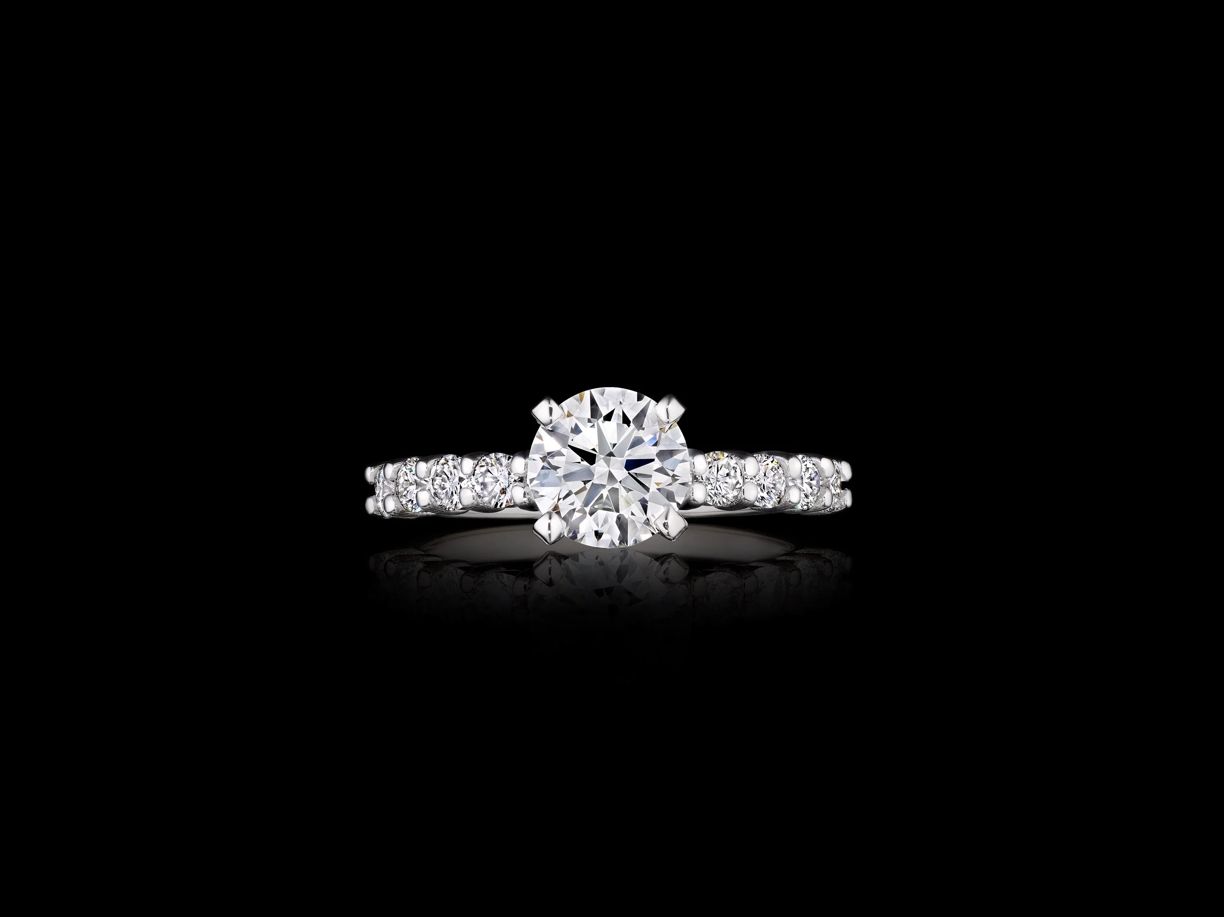 Platinum diamond engagement ring.