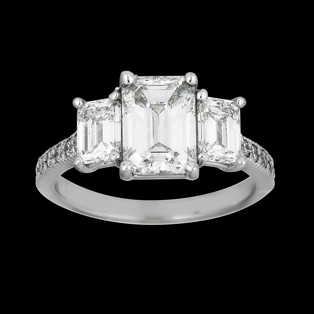 2 Carat Total Weight Fine Emerald Cut Diamond Engagement Ring by Jane Becker for jbjewels.com.jpeg