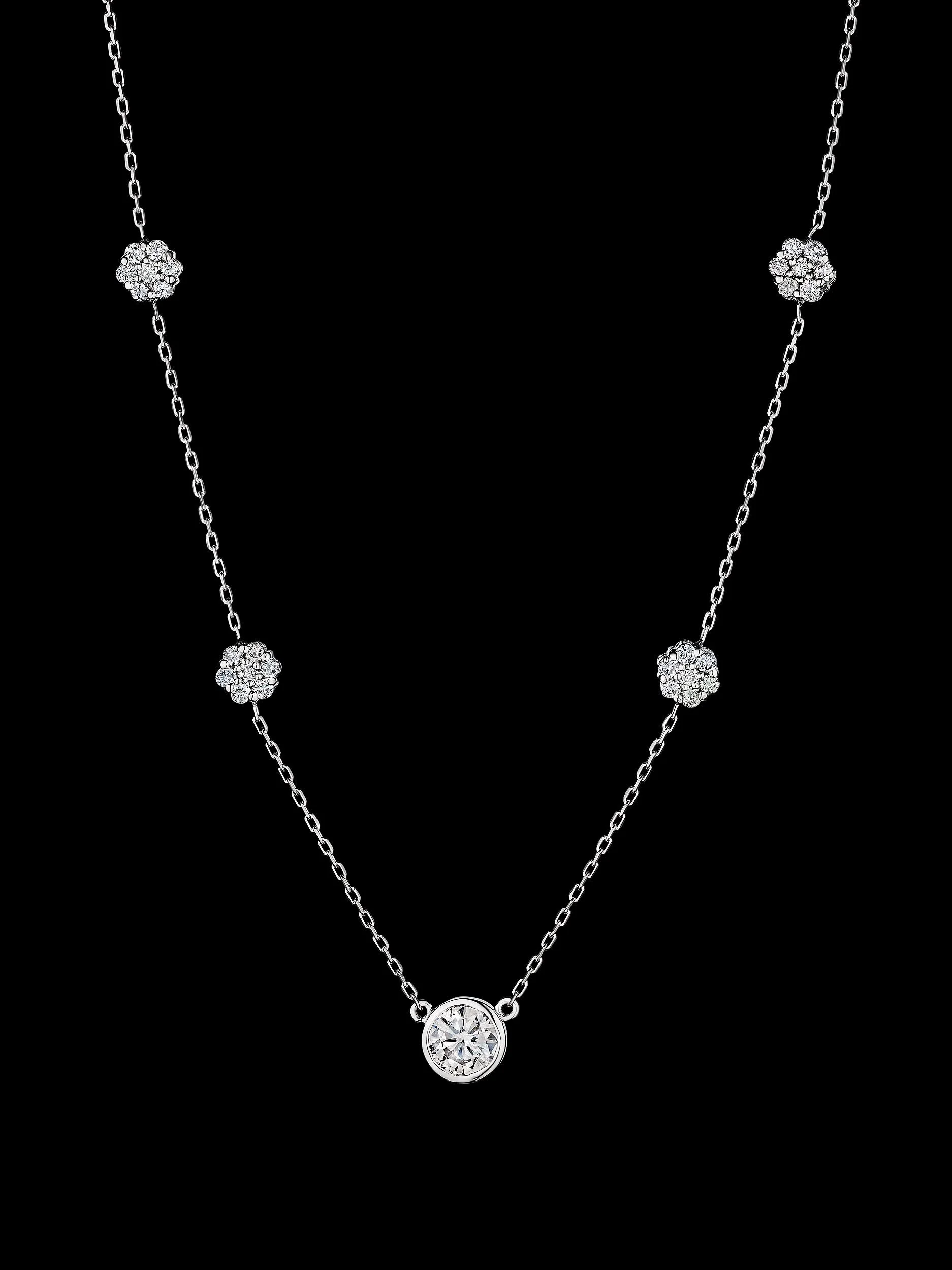 14k white gold diamond necklace.