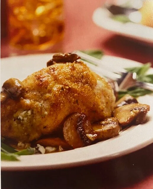Chicken stuffed w/goat cheese in mushroom marsala sauce