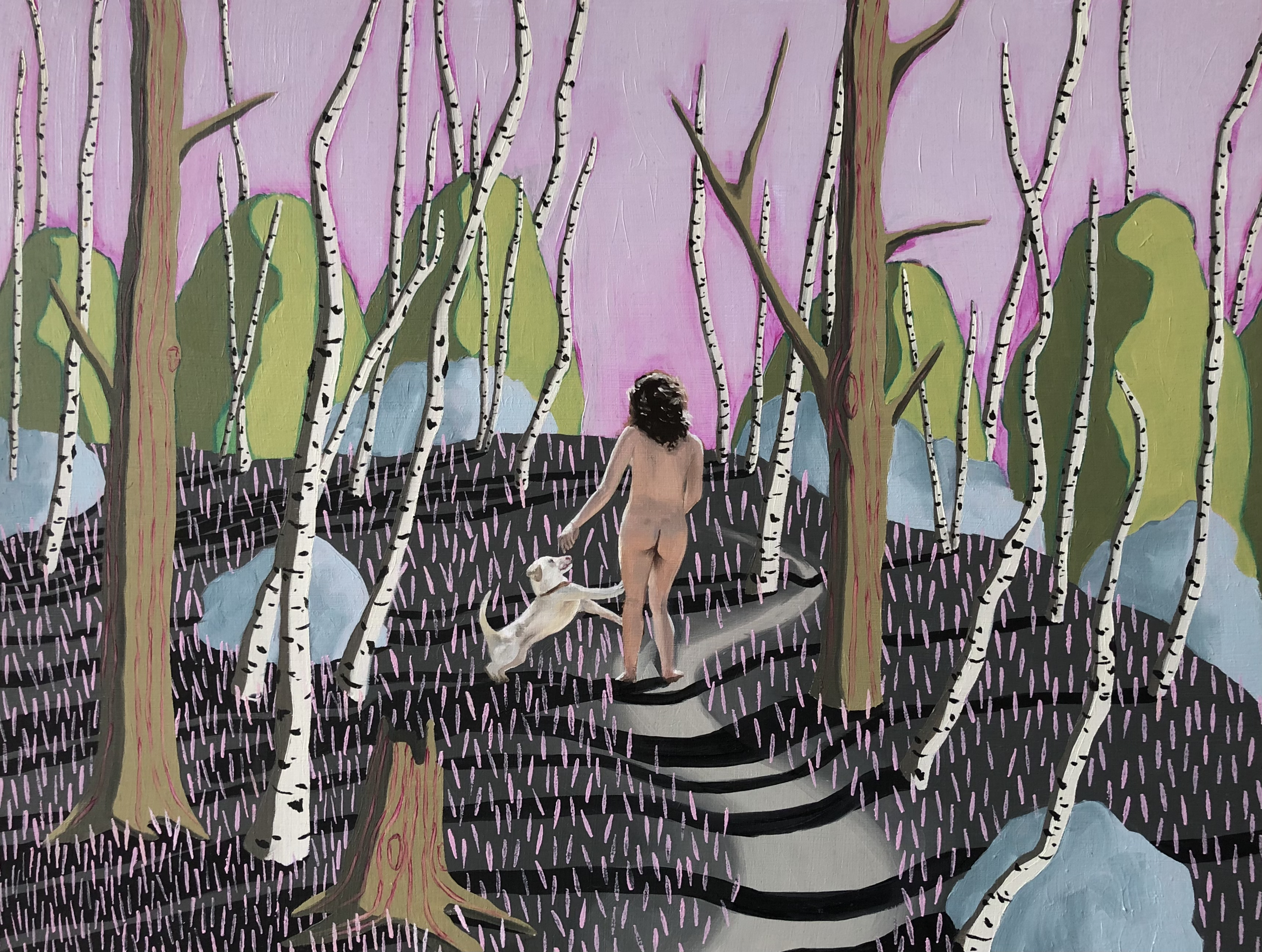 "Test Shot," oil paint on wood, 2023