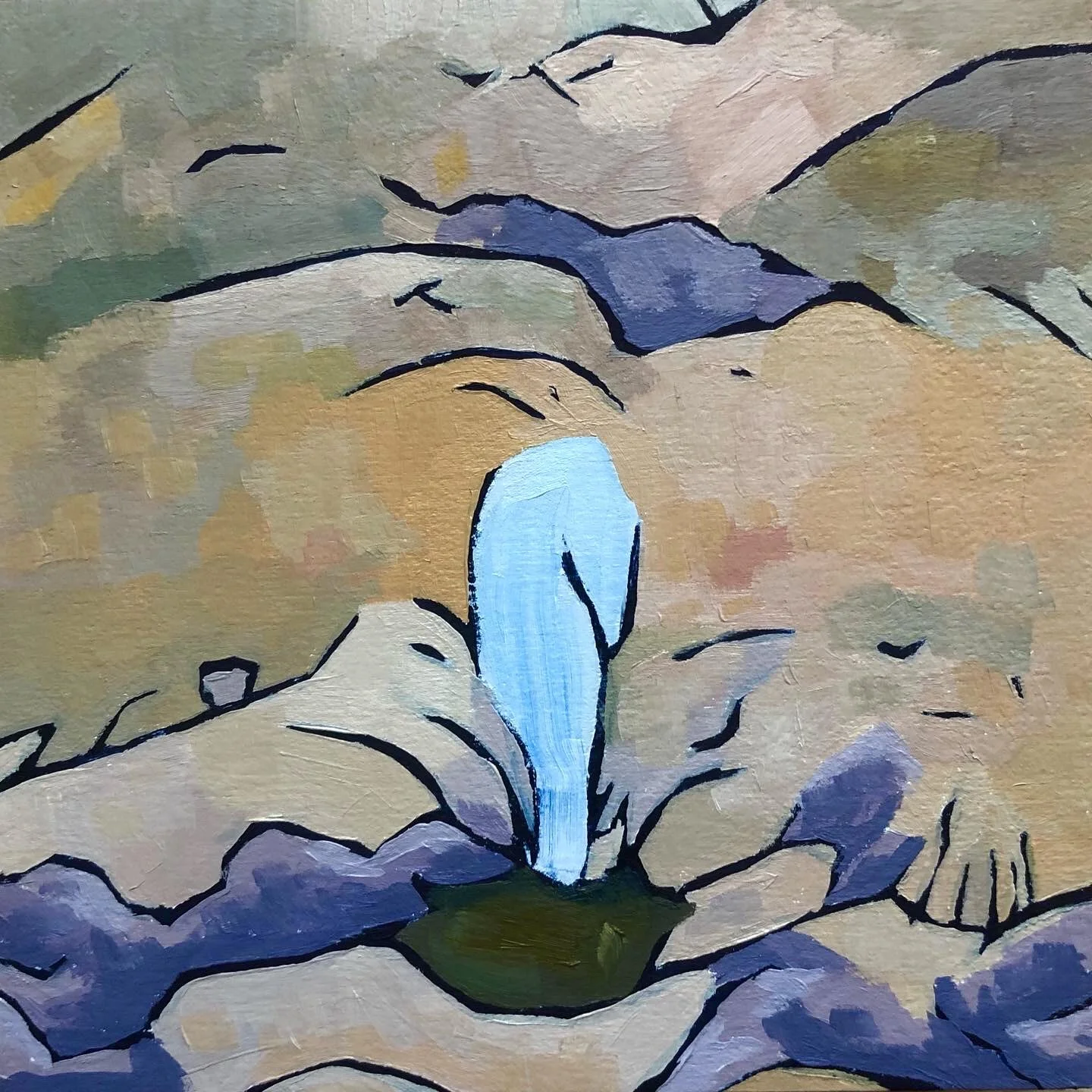 "the perennial wateringhole," oil paint on wood, 2022