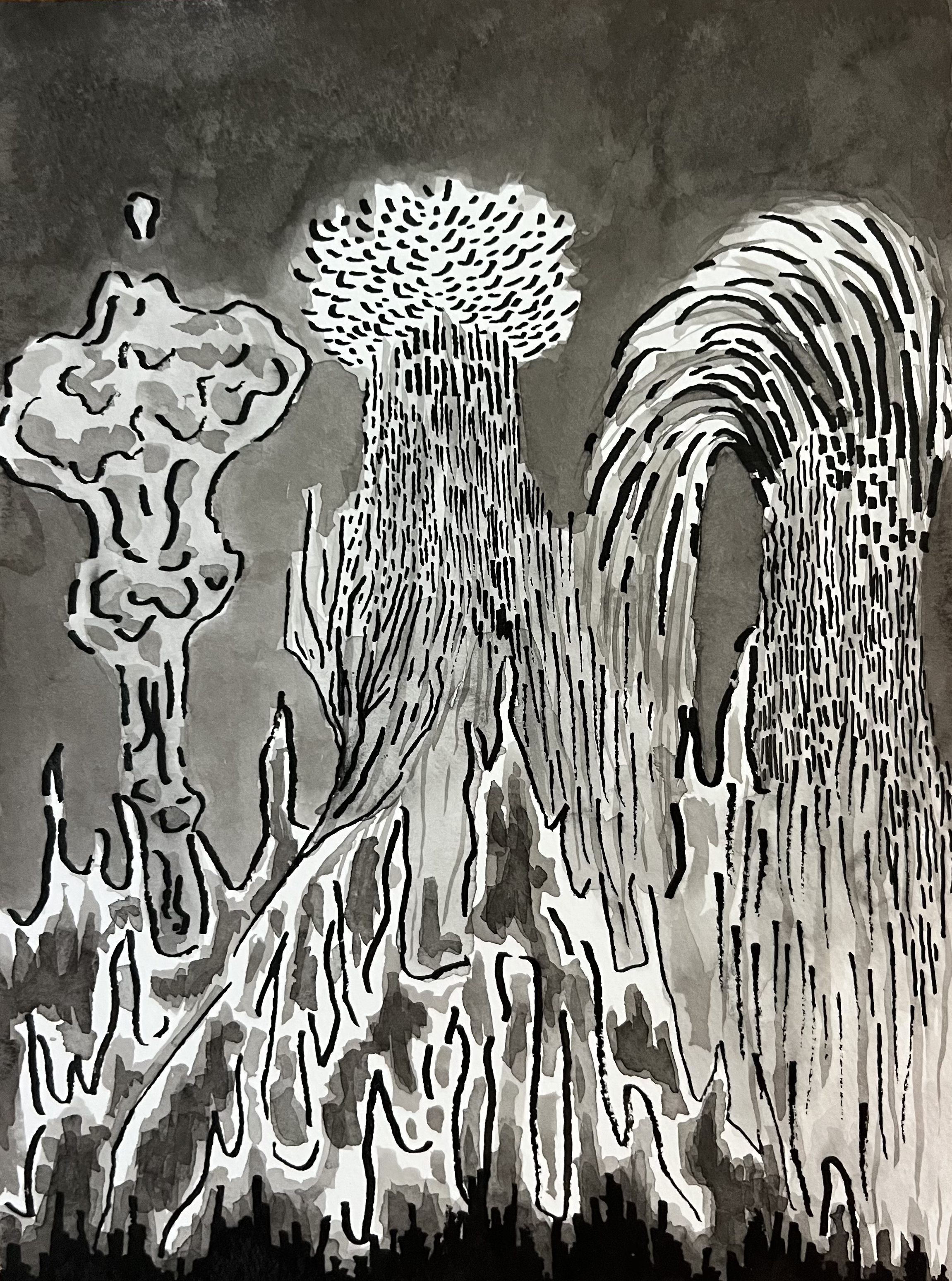 "adam's curse," pen and ink on paper, 2025