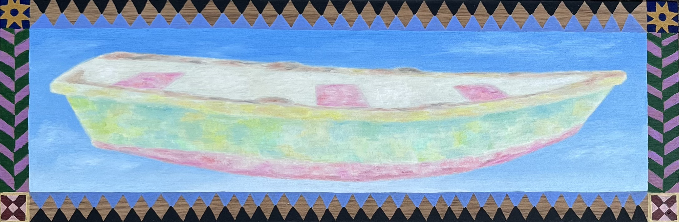 "total dreamboat," oil and acrylic paint on wood, 2025