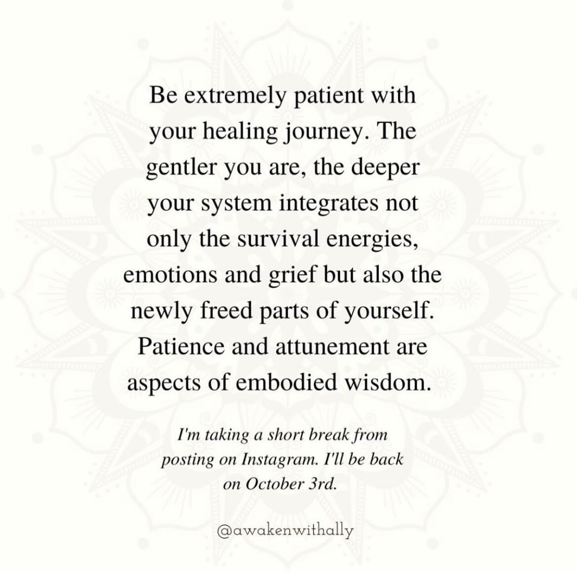 important reminder from @awakenwithally 

When it comes to trauma healing, the &quot;work&quot; is gentler, softer, smaller, non-linear and needs more attunement, regulation, inner connection and more skill to ride the waves of life, inner and outer.