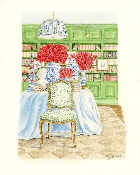 Holiday House original watercolor painting