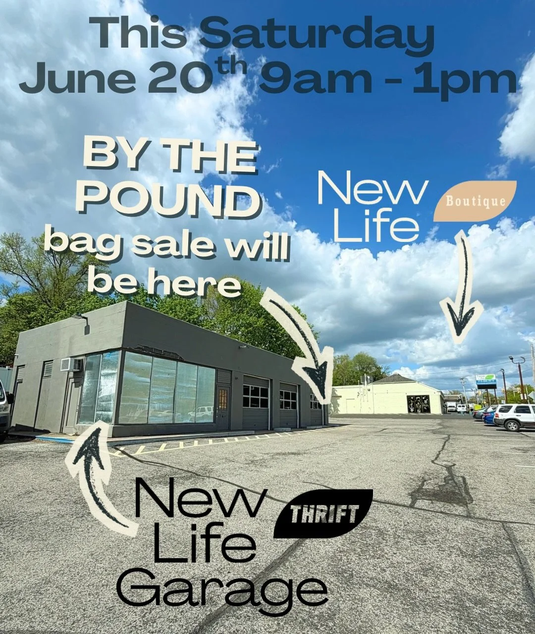 Our next By the Pound bag sale is 3 days away!! THIS SATURDAY JUNE 20th from 9am to 1pm! Here is what to expect &rarr; 

✨ The event is ONLY at our Thrift Garage at 746 N Easton Road &bull; Glenside PA

✨ Parking is in our lots or across the street a