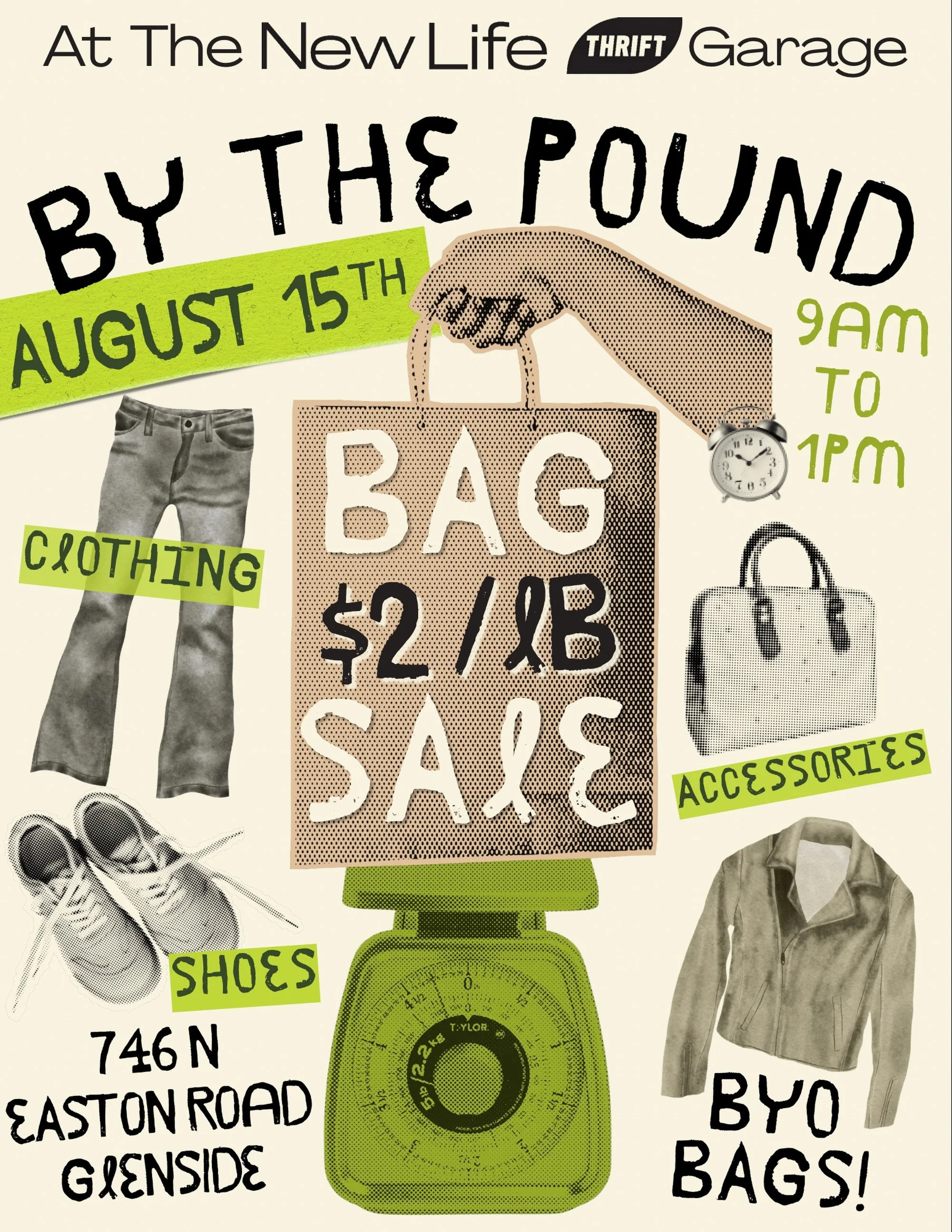 Attn 🔊Our By the Pound Bag Sale this Saturday has been cancelled due to weather conditions &amp; air quality. Don&rsquo;t fret, our next one is still scheduled for Saturday August 15th! 

📍New Life Thrift Garage &bull; 746 N Easton Road &bull; Glen