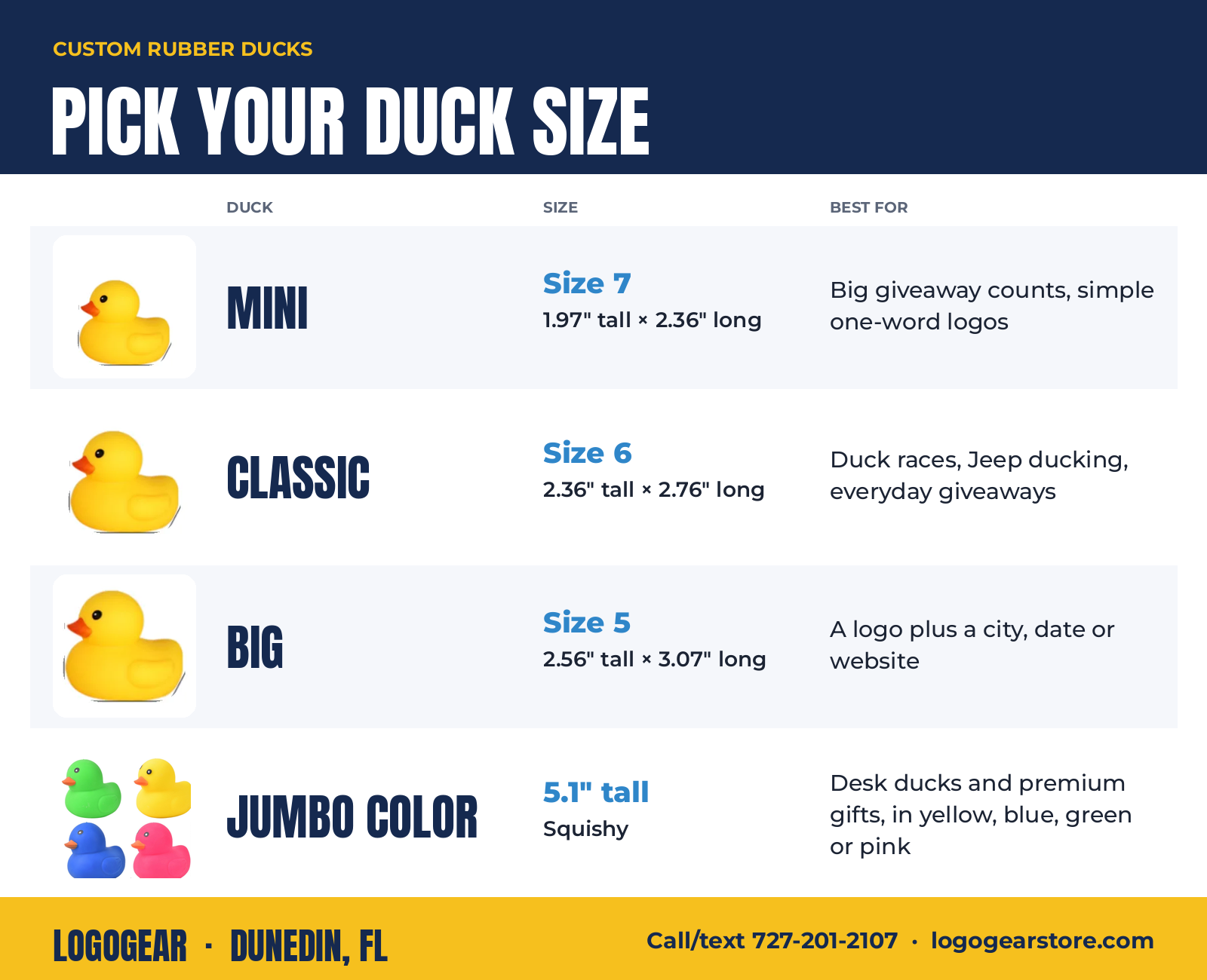 Duck Sizes