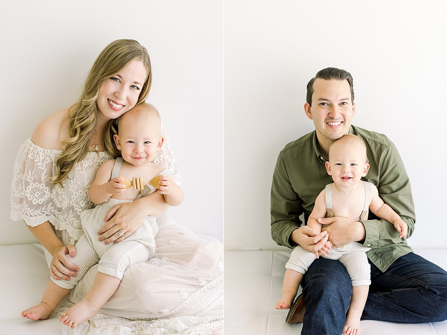 Family portrait with Mom, Dad and one-year-old son. Photo by Ambre Williams Photography.