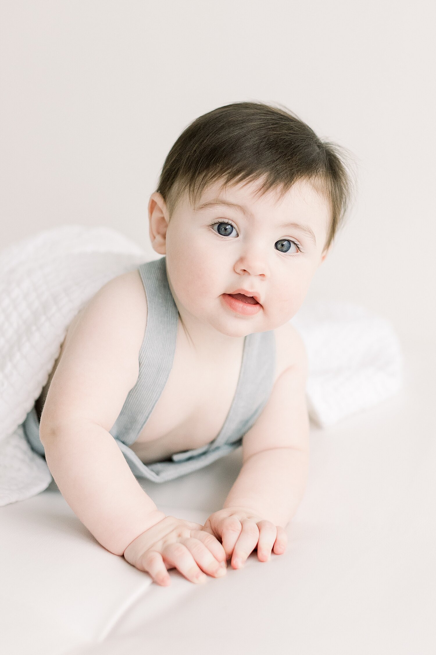 Baby boy in studio in Newport Beach for a milestone session with Ambre Williams Photography.