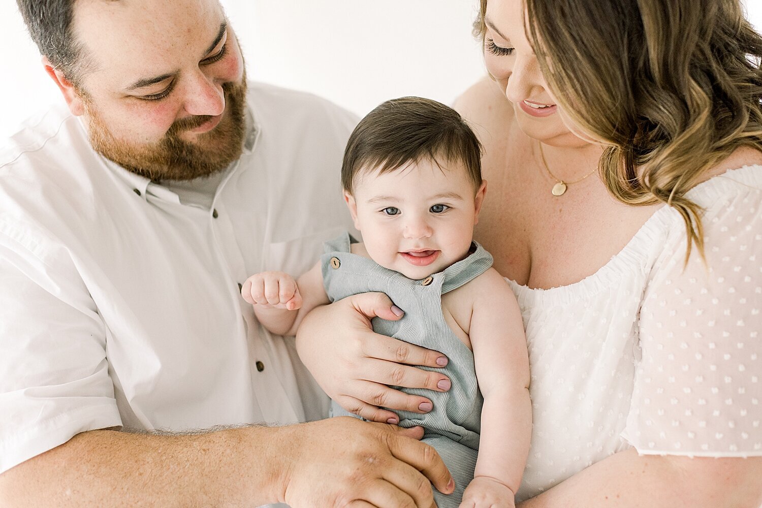 Family portrait during six month milestone session with Newport Beach family photographer, Ambre Williams Photography.