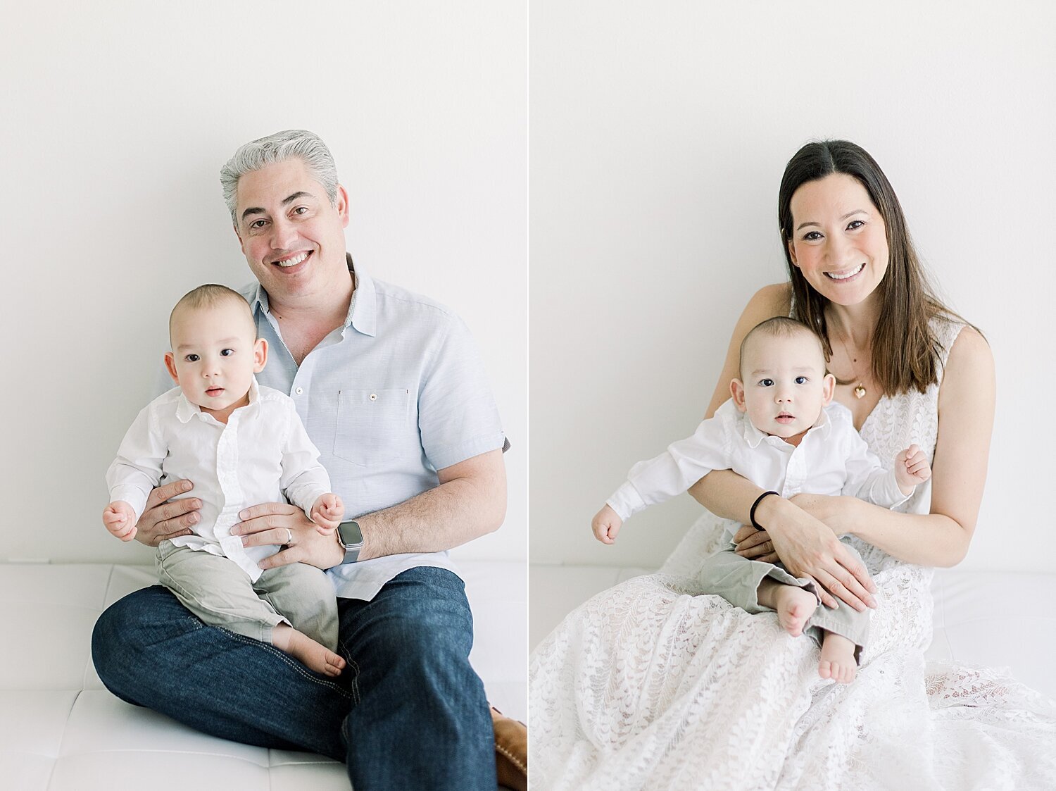 Mom and Dad with their one year old son. Photos by Ambre Williams Photography.