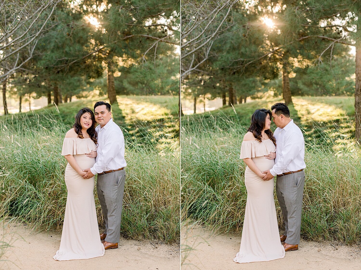 Couple takes maternity photos at Jeffrey Open Space Trail in Irvine, CA. Photos by Ambre Williams Photography.