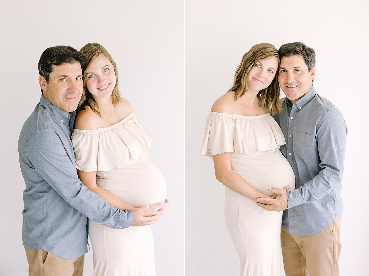 Parents prepare to welcome baby #3 with surprise gender reveal at birth. Maternity photos by Ambre Williams Photography.