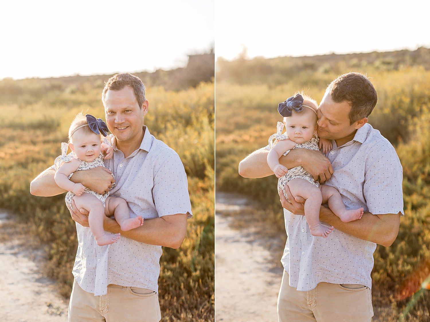 Daddy holding his baby girl for six month photos with Ambre Williams Photography.