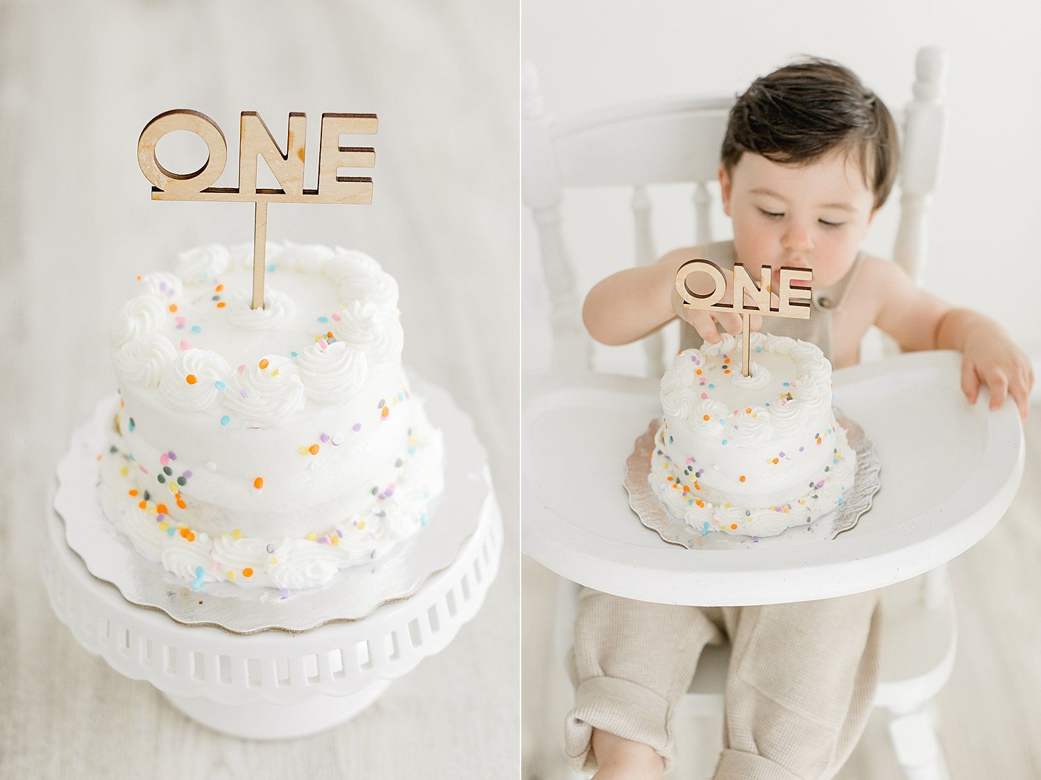 One year old cake smash session in studio | Ambre Williams Photography