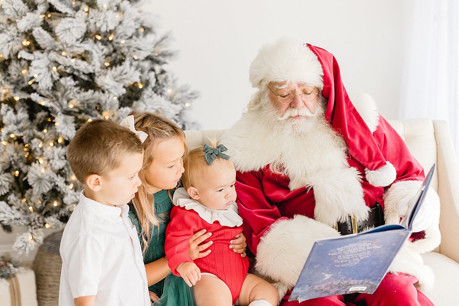 Children reading a book with Santa  | Ambre Williams Photography