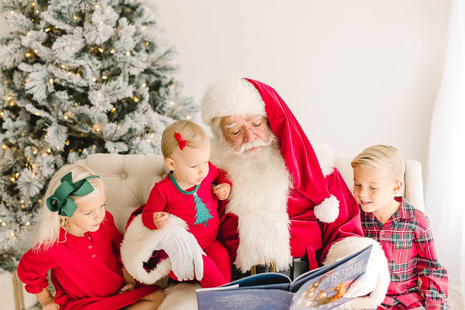 Children reading a book with Santa  | Ambre Williams Photography