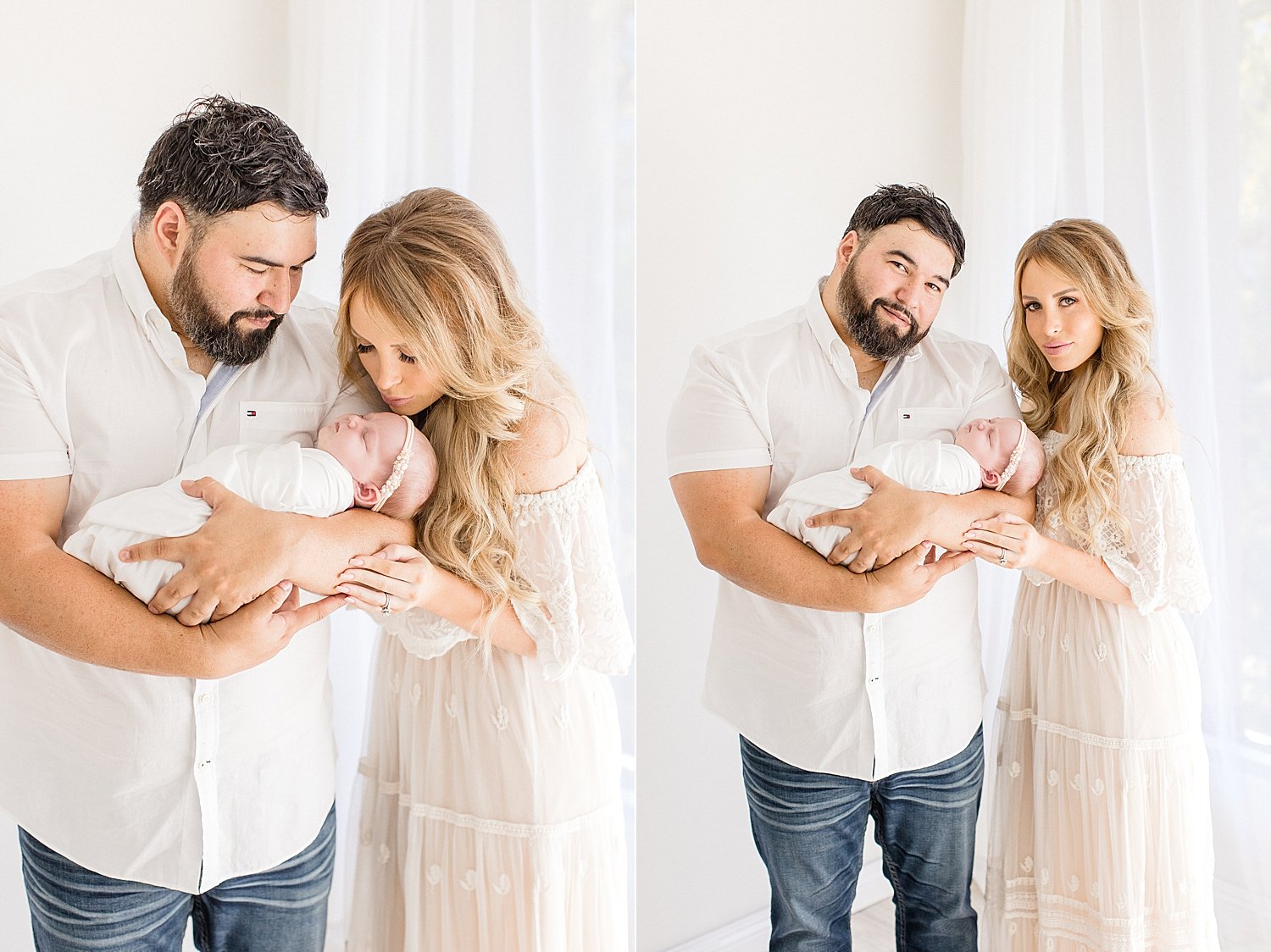 Parents with newborn baby girl in Newport Beach photography studio | Ambre Williams Photography