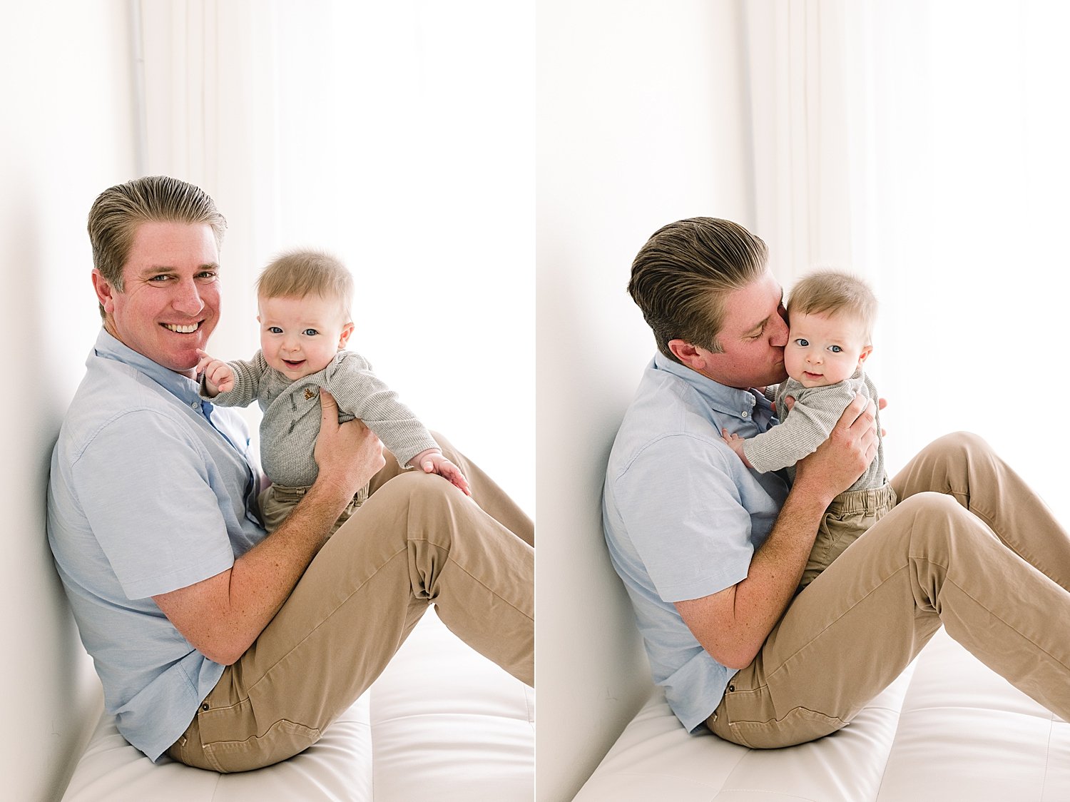 Father-son photos during six month milestone session | Ambre Williams Photography