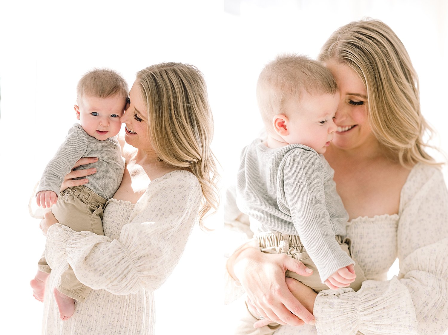 Mom holding and snuggling her six month old baby boy | Ambre Williams Photography