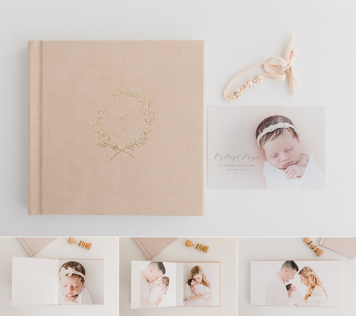 Baby album for little girl documenting her first year | Ambre Williams Photography