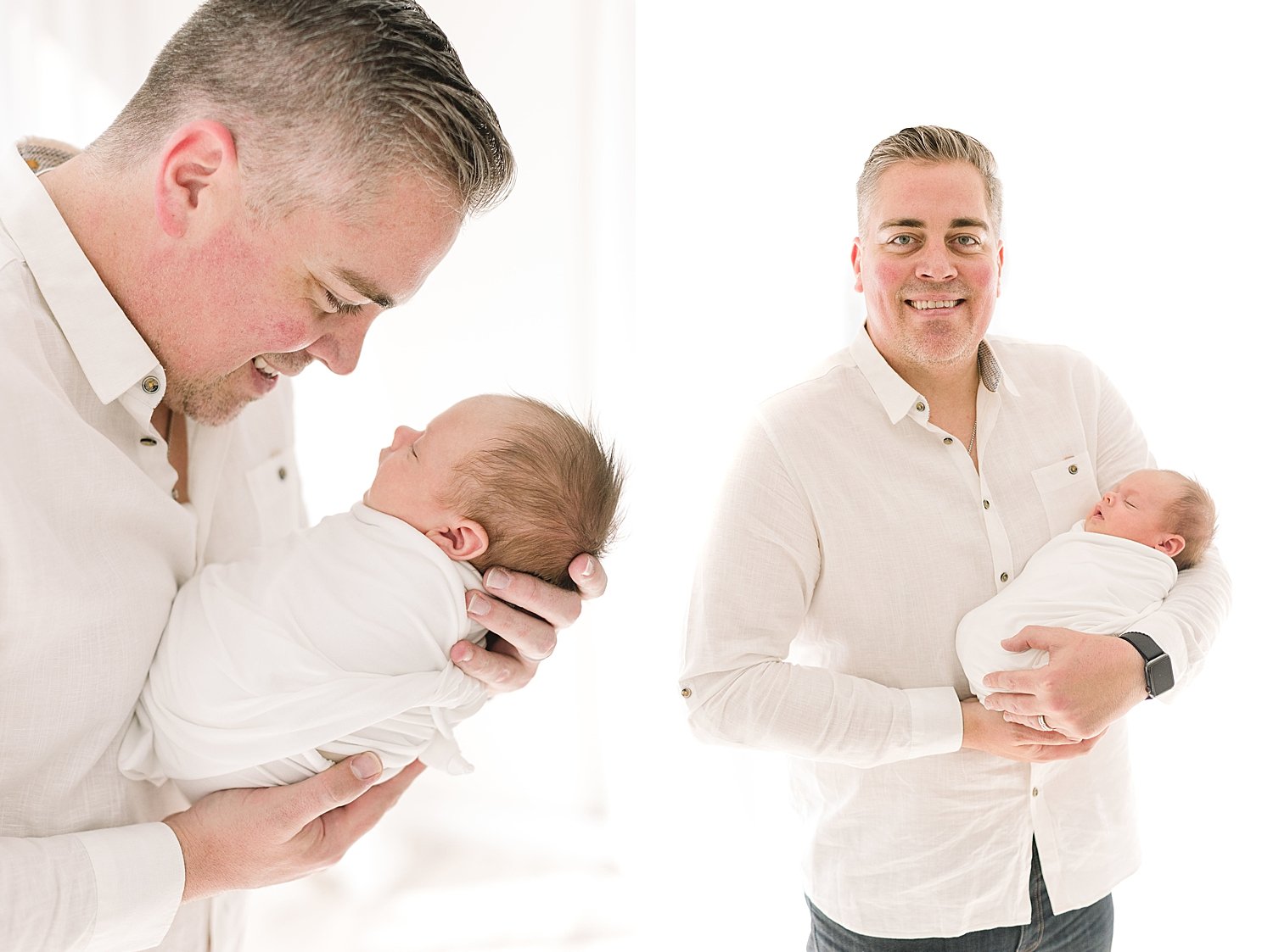Father-son photos during newborn photoshoot with Ambre Williams Photography