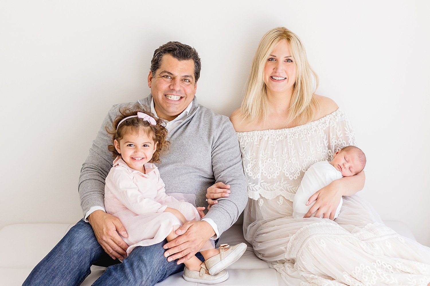 Family portraits during studio newborn sessino for baby boy | Ambre Williams Photography