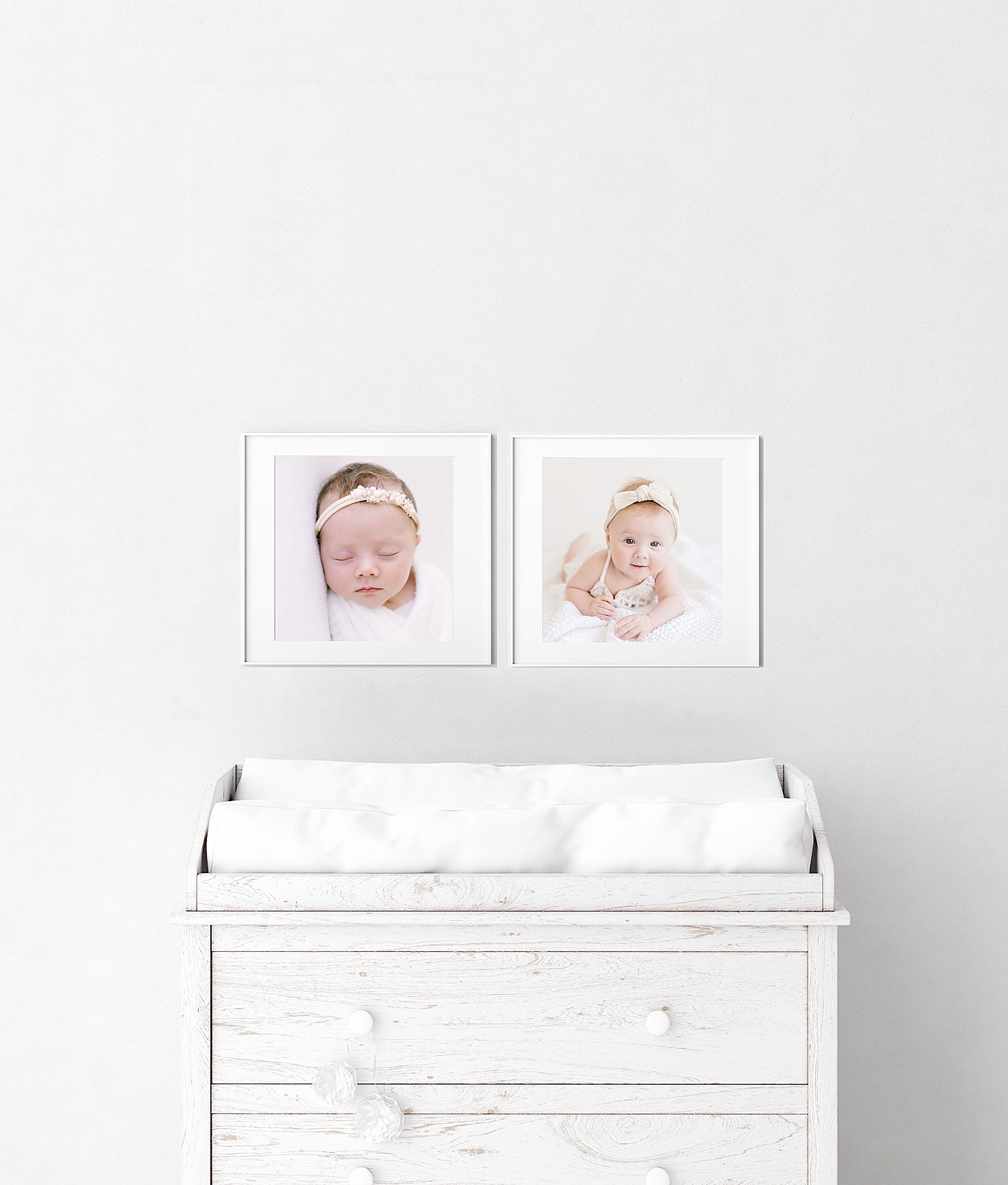 Custom frames in baby girl's nursery | Photos, design and install by Ambre Williams Photography