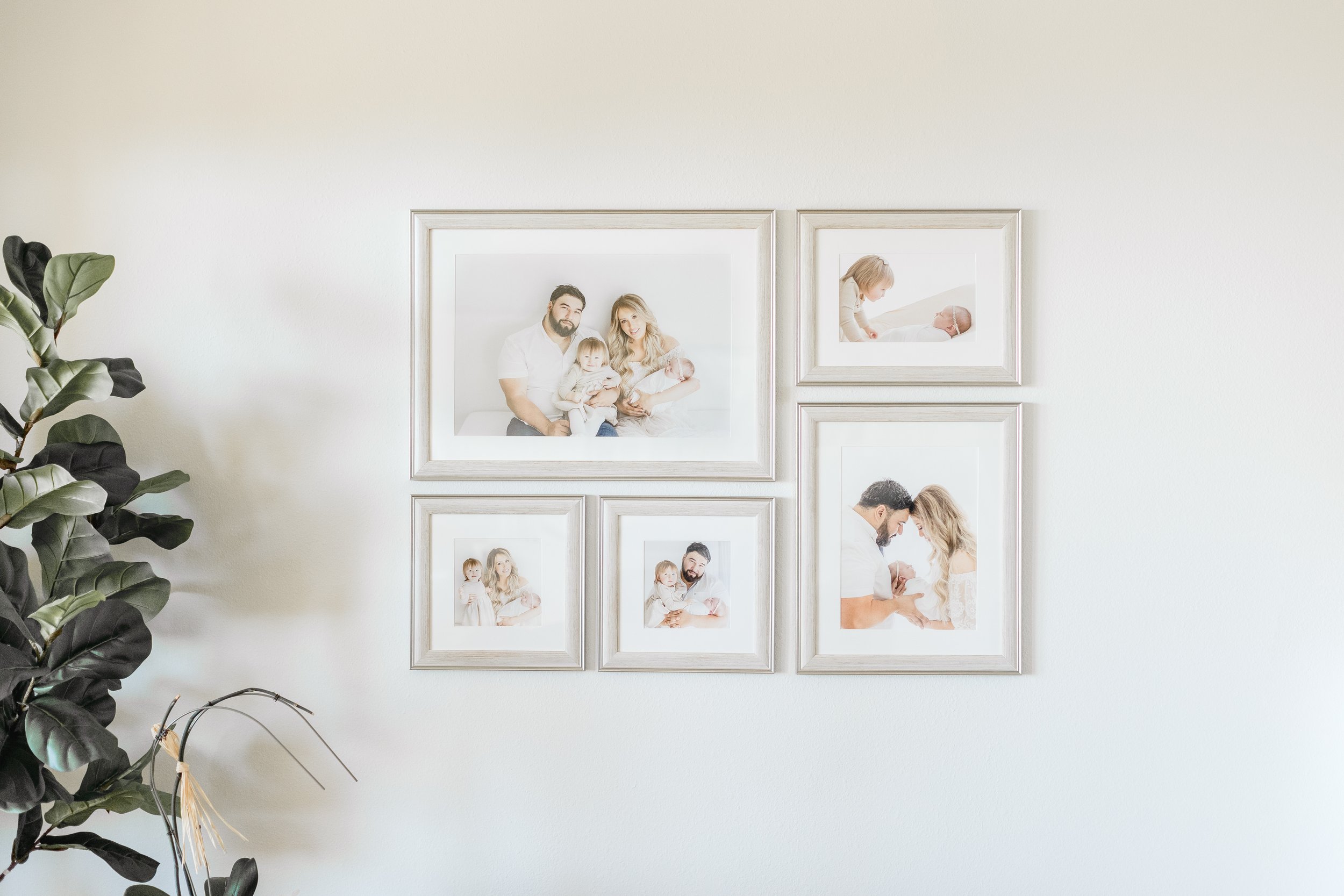 Custom designed wall gallery for family in Newport Coast