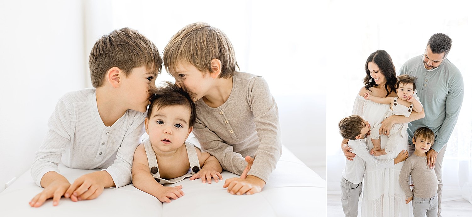 Family and sibling photos in studio in Newport Beach | Ambre Williams Photography