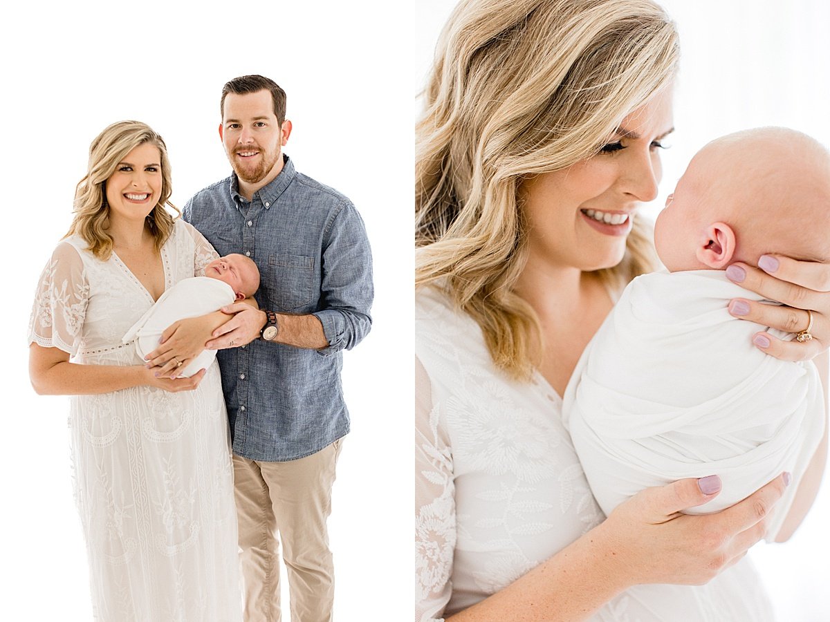 Mom, Dad, and Newborn Baby portrait with Newport Beach Photographer Ambre Williams