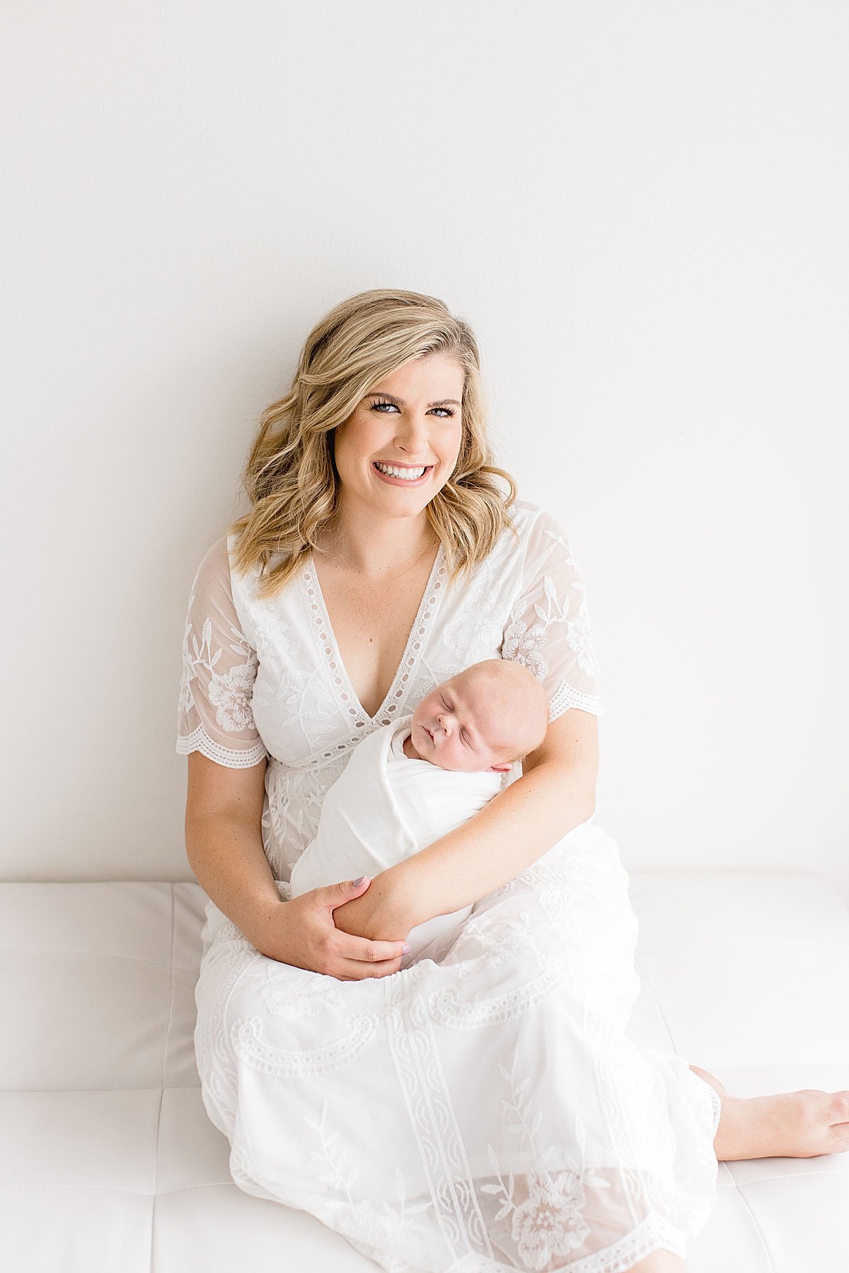 Beautiful Mom and Baby portrait during newborn session | Ambre Williams Photography in Newport Beach Studio