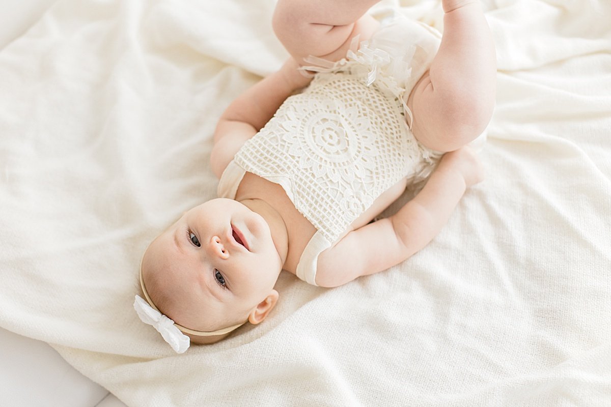 California photographer Ambre William photographs baby milestone session in studio at Newport Beach