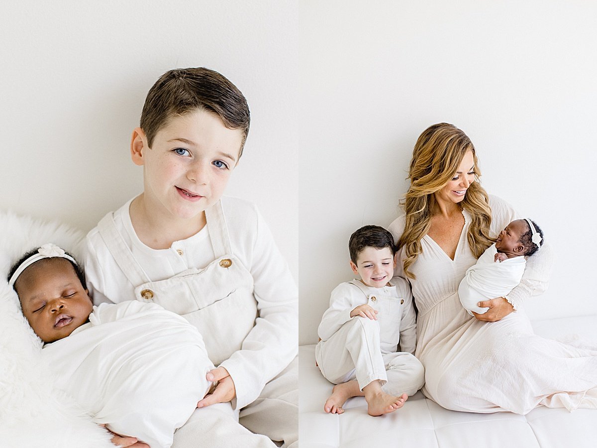 Candid Family Portrait during Newborn studio session | Ambre Williams Photography