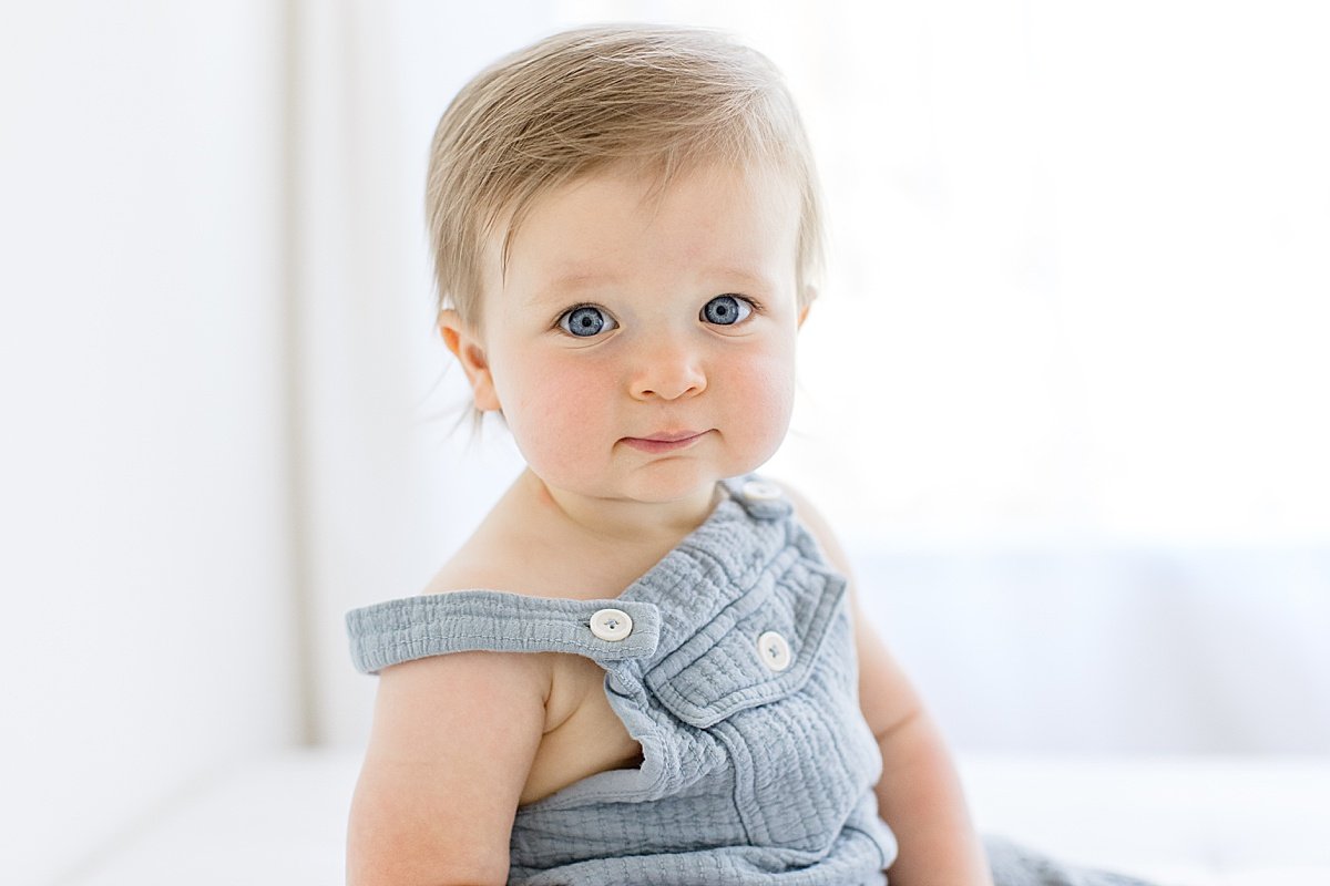 Smiling baby during Ambre Williams Photography session in studio in Newport Beach
