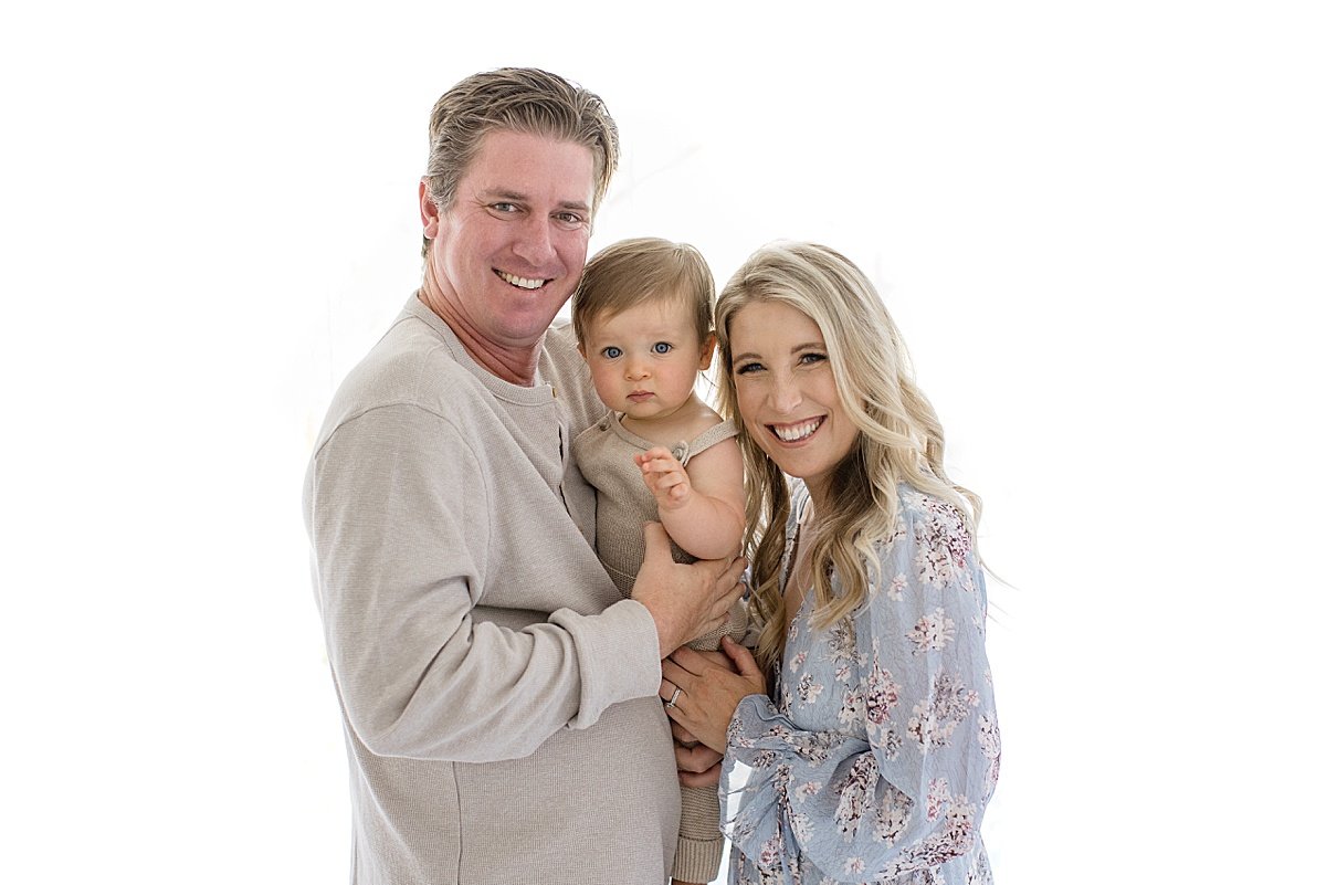 Happy Family during photo session with Ambre Williams in her studio in Newport Beach