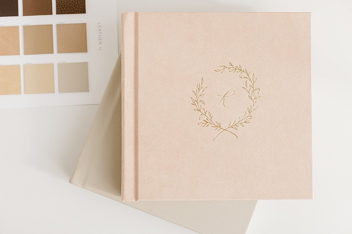 Canvas Covered Heirloom Photo Album with Color Swatches and Fabrics Available with Ambre Williams Photography in Newport Beach, CA