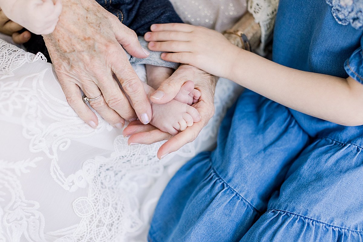 Grandma and Grandchild detail portrait photo of hands and little toes | Newport Beach Photographer Ambre Williams