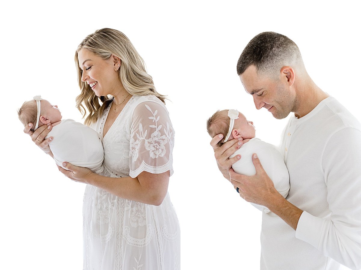 Single mom and dad portraits with their newborn baby girl | Ambre Williams Photography in Newport Beach California