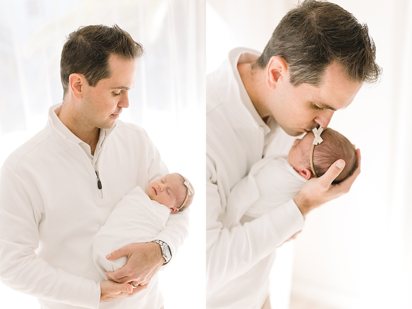 Dad with newborn baby girl | Ambre Williams Photography