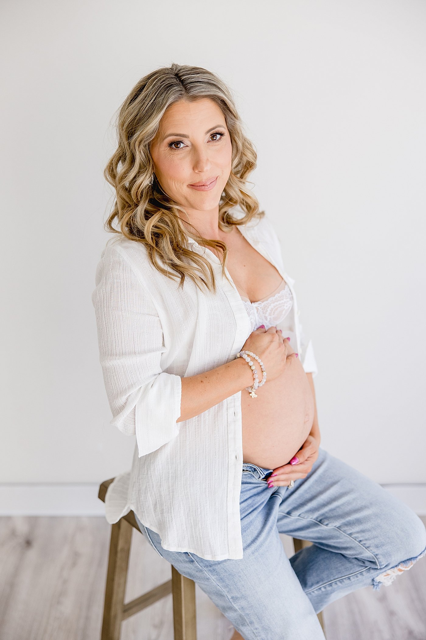 Newport Beach maternity session in studio with Ambre Williams Photography